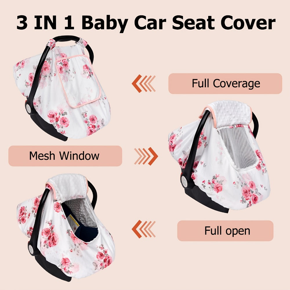 Baby Car Seat Cover - Breathable Soft Minky 3-In-1