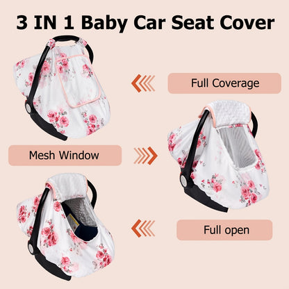 Baby Car Seat Cover - Breathable Soft Minky 3-In-1