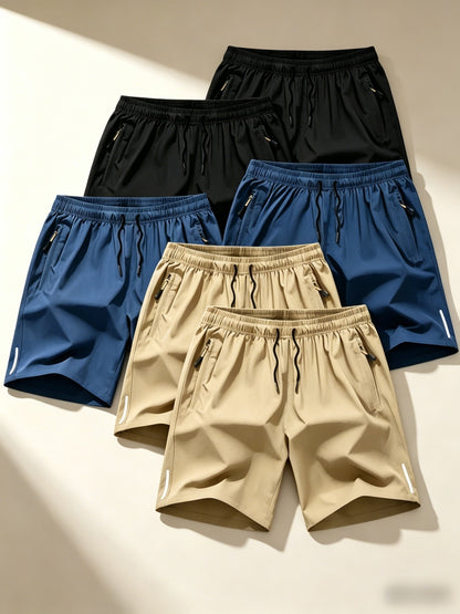 6pcs Set - Men'S Shorts, Casual Loose Shorts, Workwear Shorts Men'S Five Quarter Pants Ins Trendy Straight Leg Casual Five Quarter Shorts Basketball Pants Practical Casual Shorts with Elastic Waistband, Lightweight And Breathable for Casual Attire