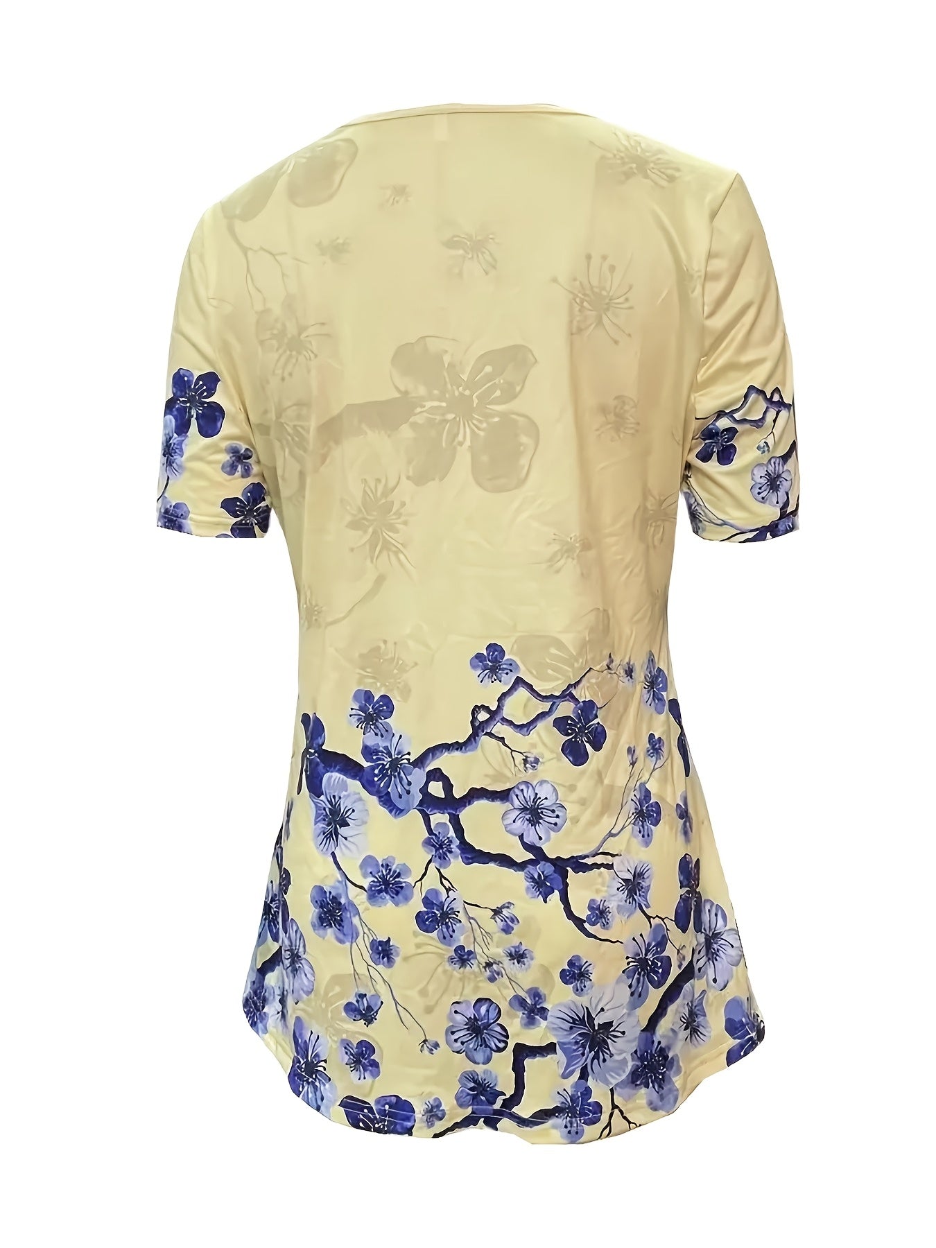 New Summer Short-sleeved Printed Fake 2pcs T-shirt V-neck Fashion Stud Top