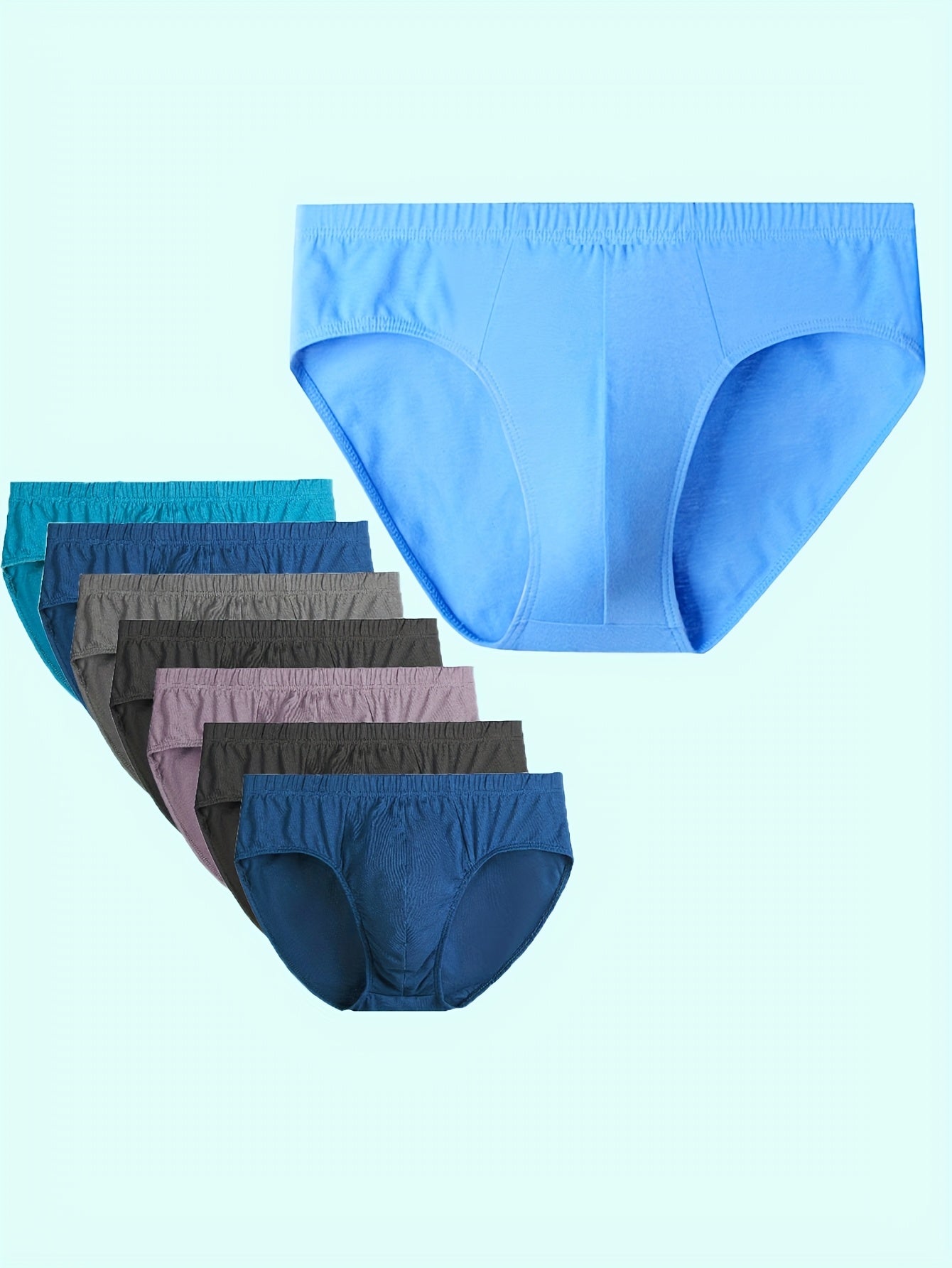 Men'S 7-pack Of 100% Underwear - Random Solid Color, Multi-Piece Discount, Medium Stretch, Knitted Fabric Underwear, Comfortable And Breathable, Casual Classic Fit - All Season