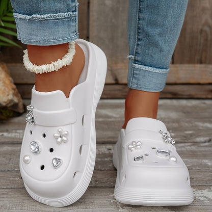 2026 Summer Beach Casual Women Mules Fashion Platform EVA Bowknot Pearl  for Mother'S Day Outdoor Vacation, Women Shoes
