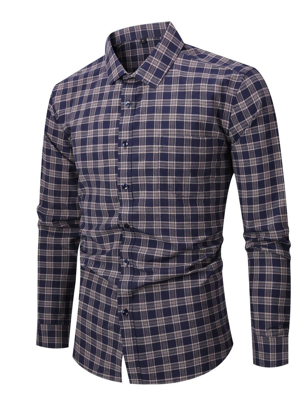 ! Men's Plaid Long Sleeve Shirt - Casual Button- with Pocket, 50% Cotton 50% Polyester, Comfortable Street Style & Commute Essential Fall Wardrobe