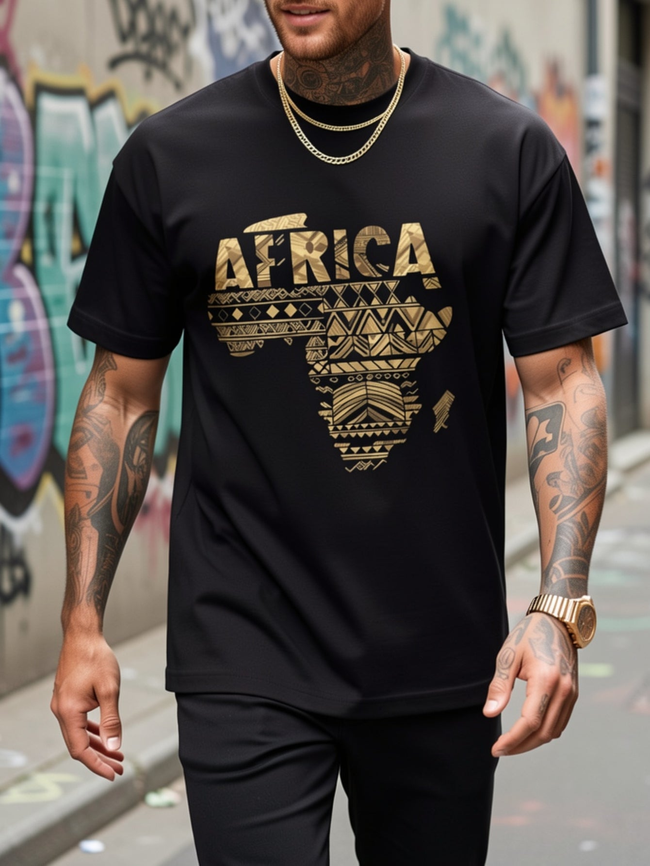 Comfortable and Breathable T-Shirt with African Tribal Print for Casual Wear