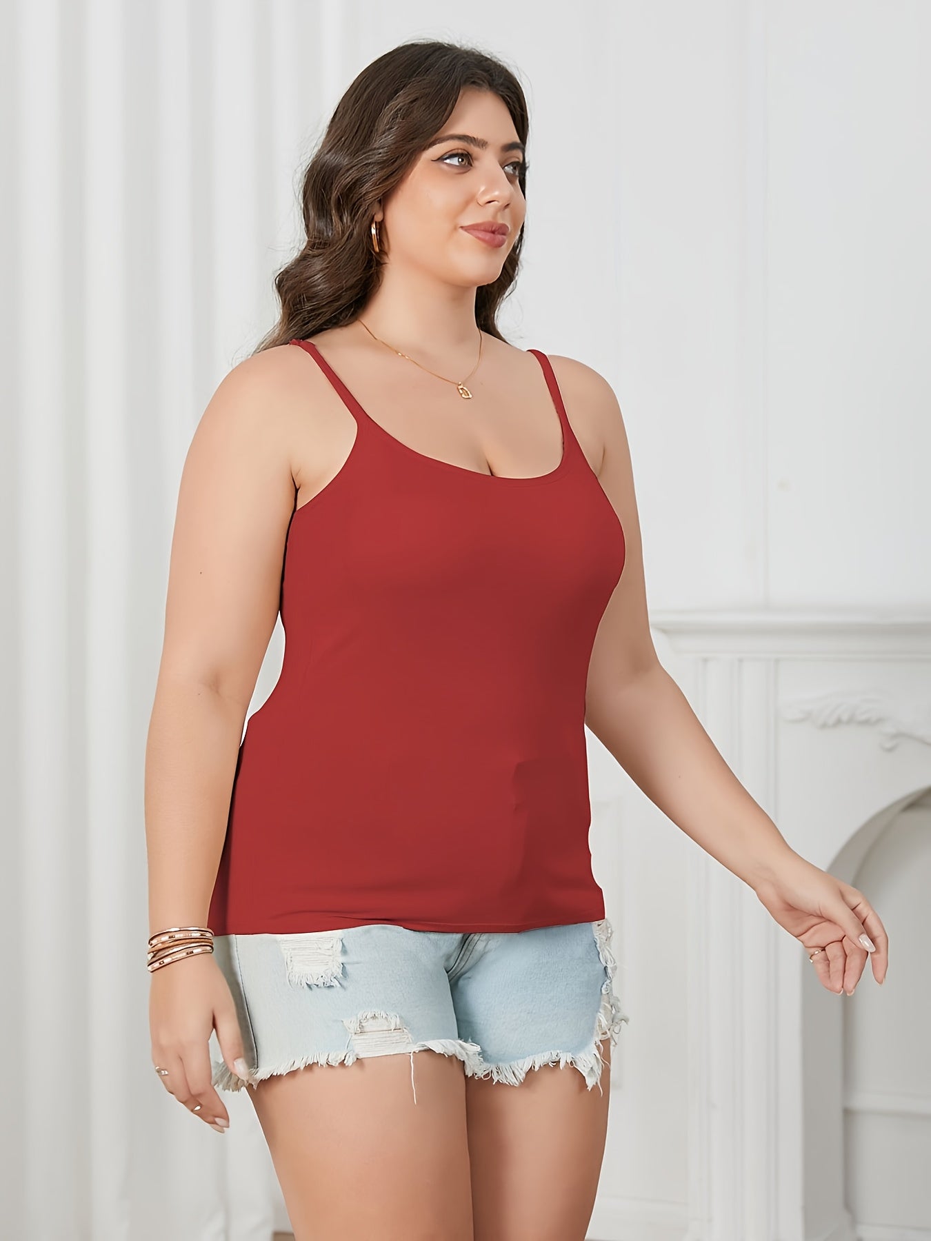 Plus Size, 3pcs Set Plus-Size Women's Camisole Tops with Built-In Bra - Sleeveless Round Neck All-in-One Comfy Loungewear & Day-to-Night Outfits, Adjustable Waist Tie, No Additional Underwear Needed, Beige/Black/White, Hand Washable Casual Wear for Home &