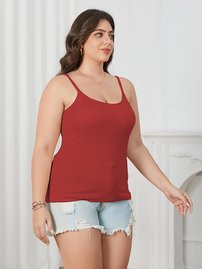 Plus Size, 3pcs Set Plus-Size Women's Camisole Tops with Built-In Bra - Sleeveless Round Neck All-in-One Comfy Loungewear & Day-to-Night Outfits, Adjustable Waist Tie, No Additional Underwear Needed, Beige/Black/White, Hand Washable Casual Wear for Home &