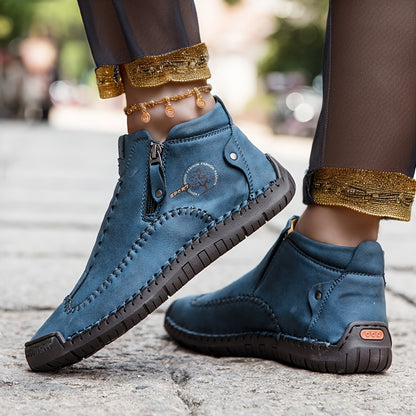 Women'S Hand-stitched Casual Shoes, Outdoor Sports Zipper Boots