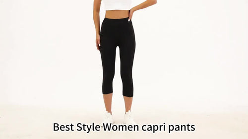 5 Pack Women's High-Elastic Capri Workout Leggings - Opaque Tight-Fit Athletic Pants, Non-See-Through Gym Running Yoga Pants Suitable for Spring/Summer/Fall - Machine Washable Solid Color Capri Length (7/8) Pants