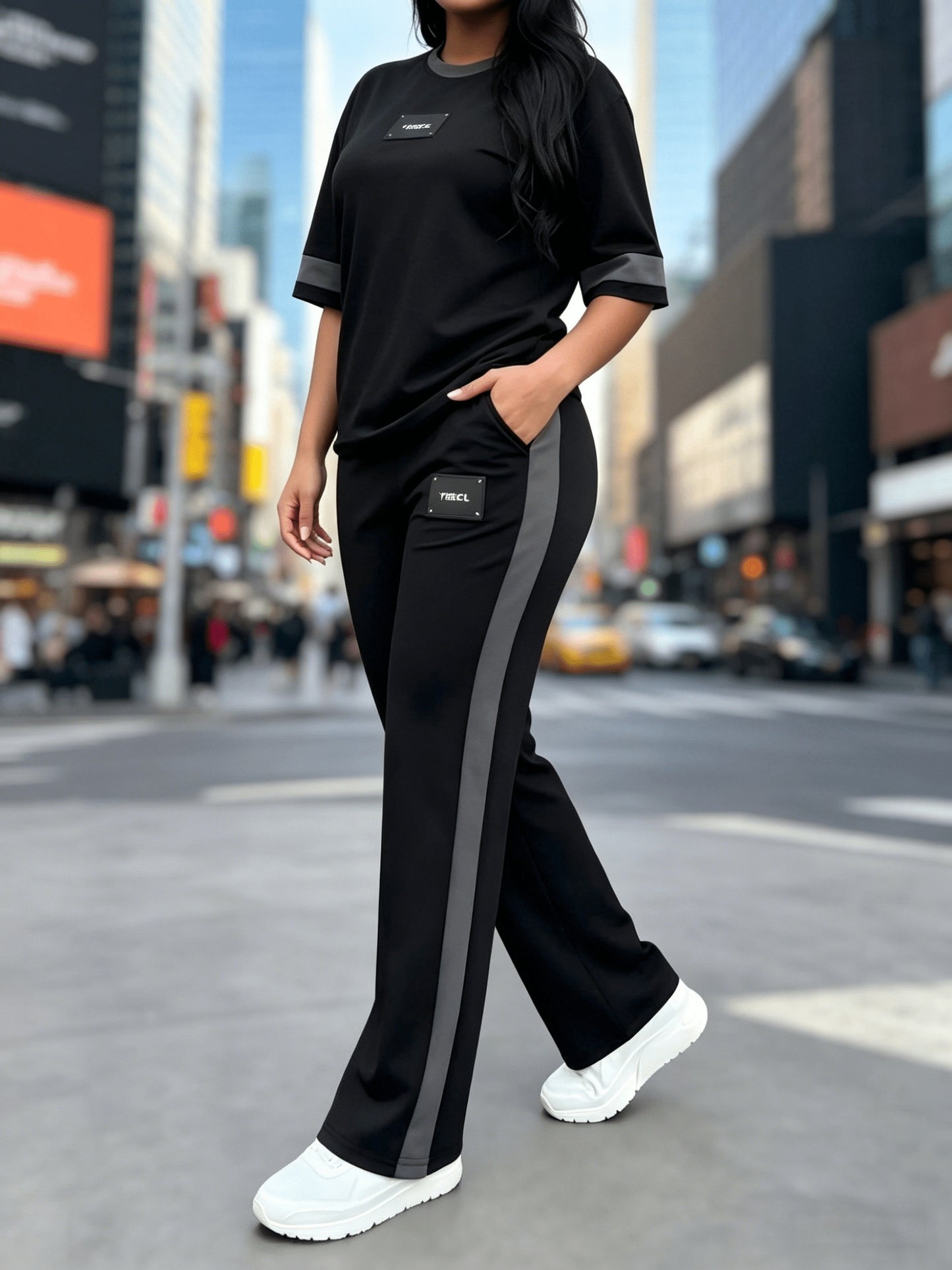 Women's Slate Grey High-Waist Slim-Fit Wide-Leg Pants - product view 11