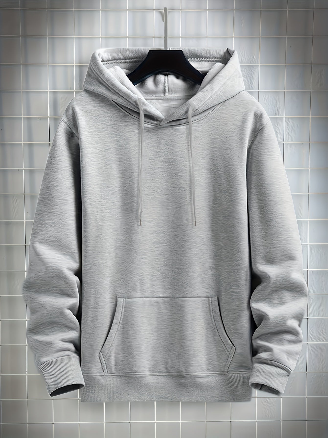 4 Simple Solid Color Hoodies with Kangaroo Pockets, Casual Hoodie for Men