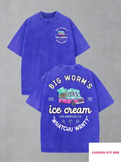 90S Movie "Big Bug Ice Cream" Pattern Men'S Crew Neck Short Sleeve T-Shirt - Retro Pop Culture Style, Perfect for Movie Night And Streetwear | Men'S T-Shirts, Printed T-Shirts, 90S Fashion, Movie Fan Gifts