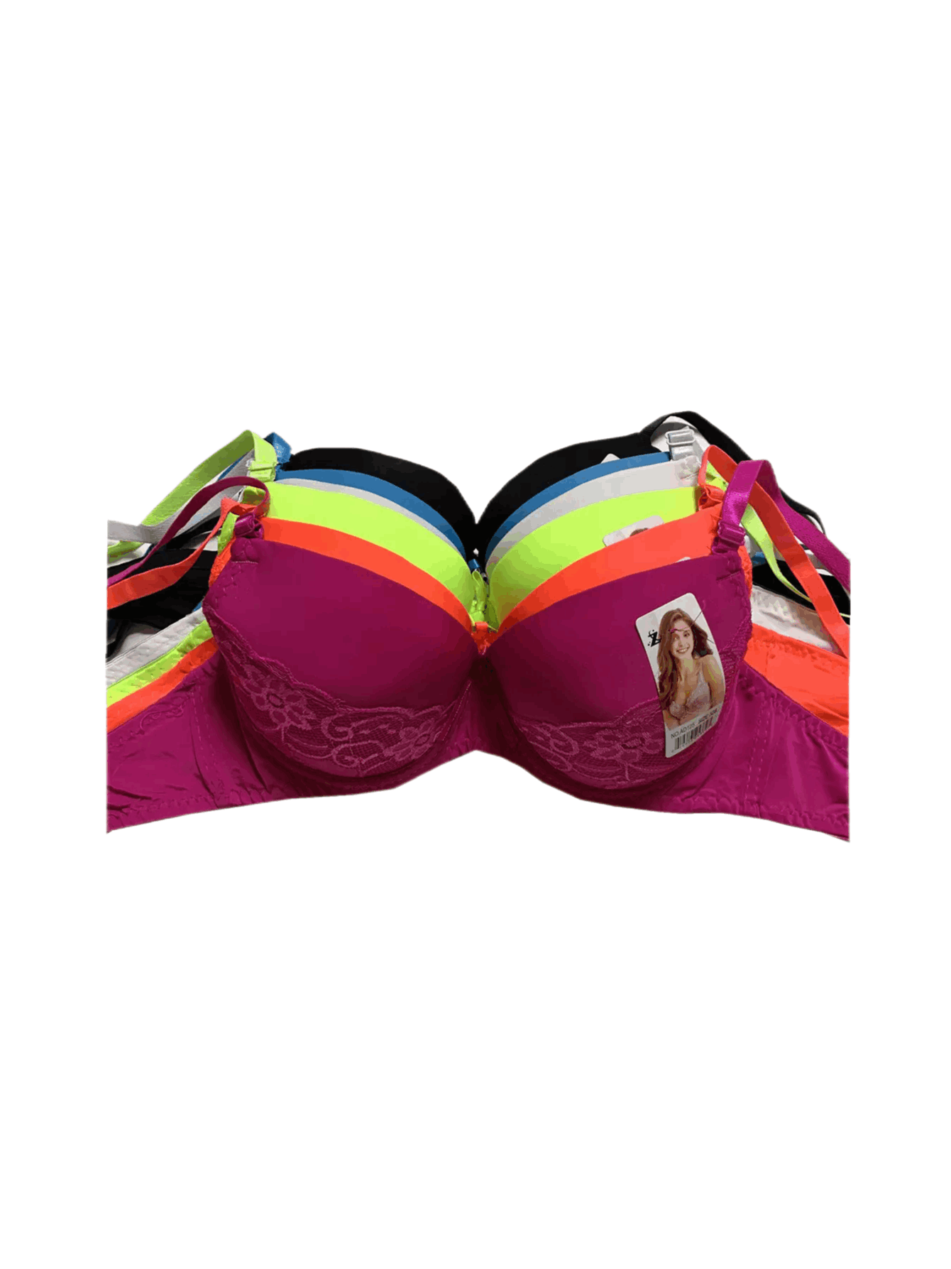 6 Pack Women's Random Assortment Print Lace Floral Bras with Underwire Everyday Push Up Bras for Women Sizes 30A Thru 42D