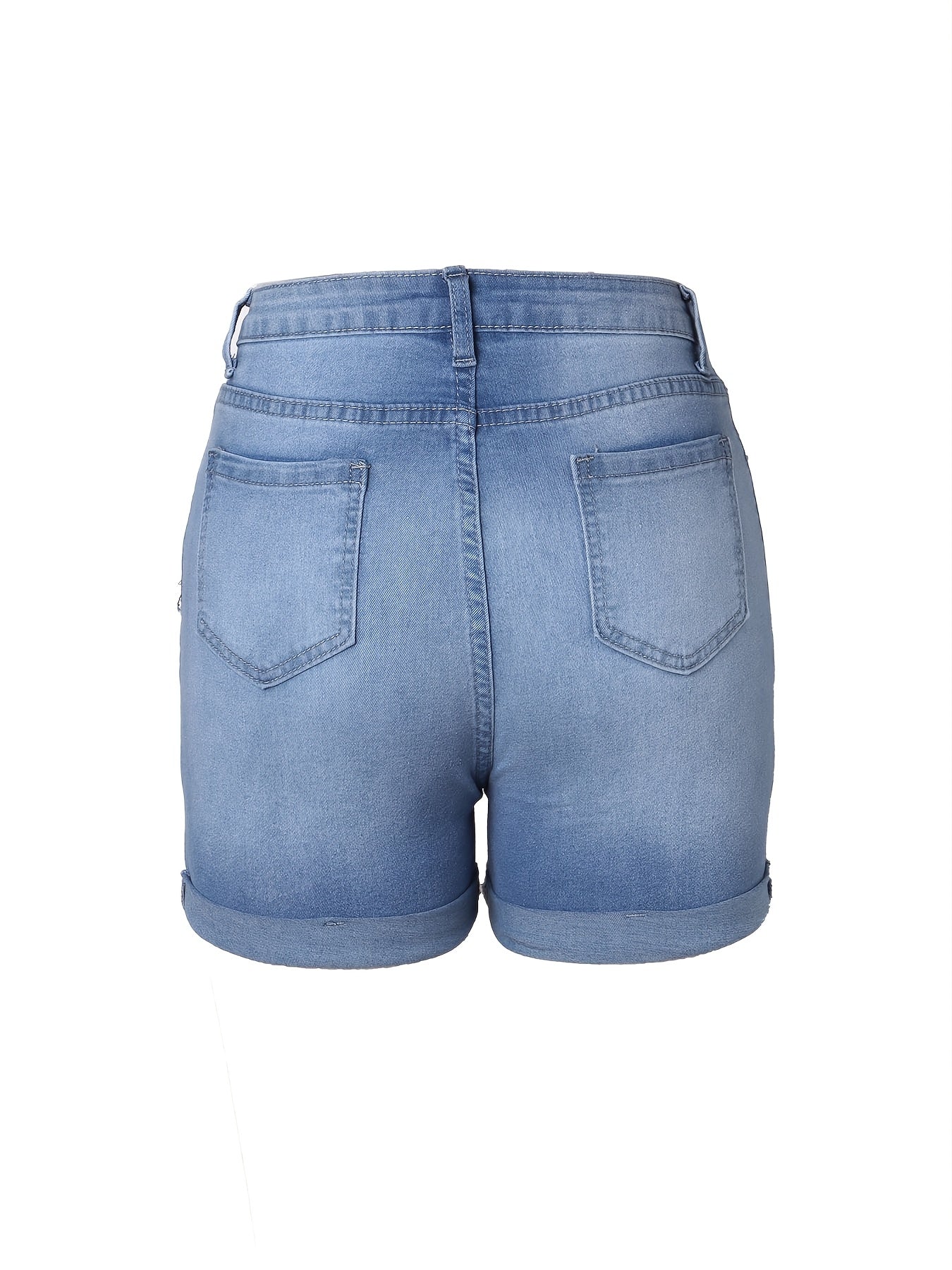 Women'S Fashion Casual Multifunctional Loose Denim Shorts, Versatile Denim Hot Pants, Casual Street Jeans, Trendy Ripped Denim Shorts with Ripped Cuff Detail Design, Essential for Daily Commute, Parties, And Electronic Music Festivals, Gift