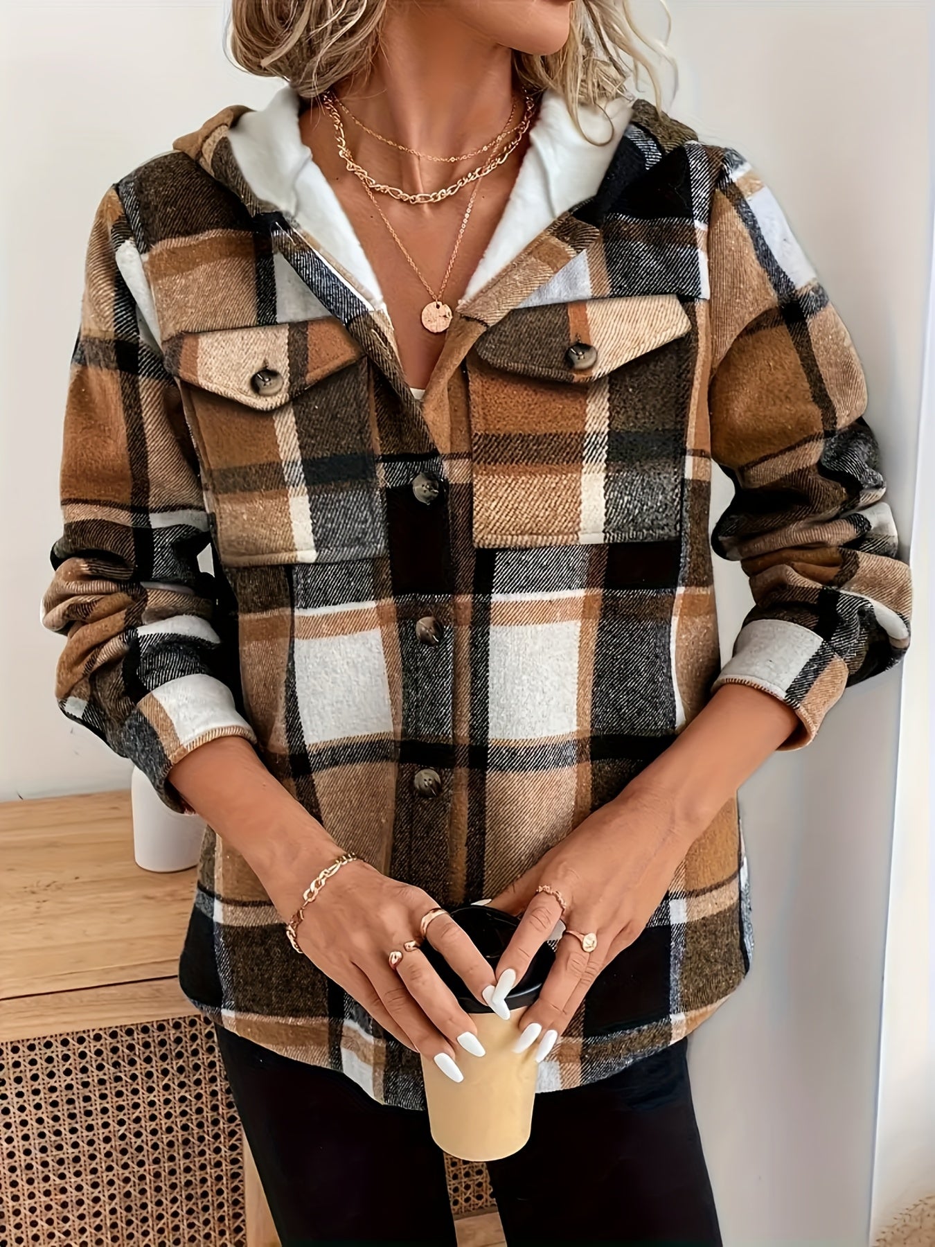 Women'S Winter Clothes, Plaid Flannel Shirt Jacket Longline, Fleece Lined Warm Coat, Oversized Casual Outerwear