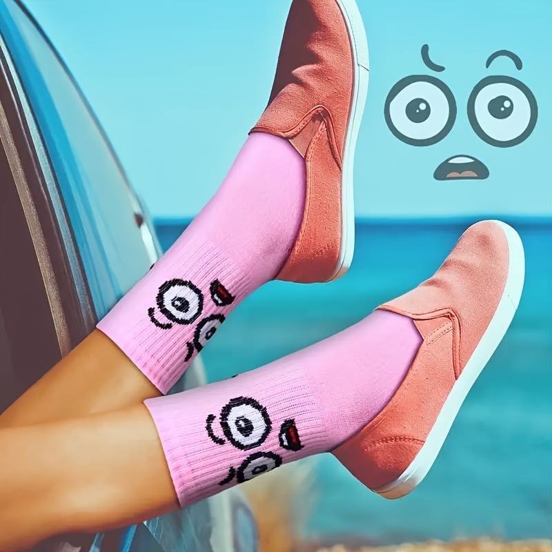 20 Different Mood Designs Colorful Cartoon Face Painting Socks, Funny Novelty Expression Pattern Socks, Unisex All Season Daily Outdoor Casual Socks, Random 10 Pairs