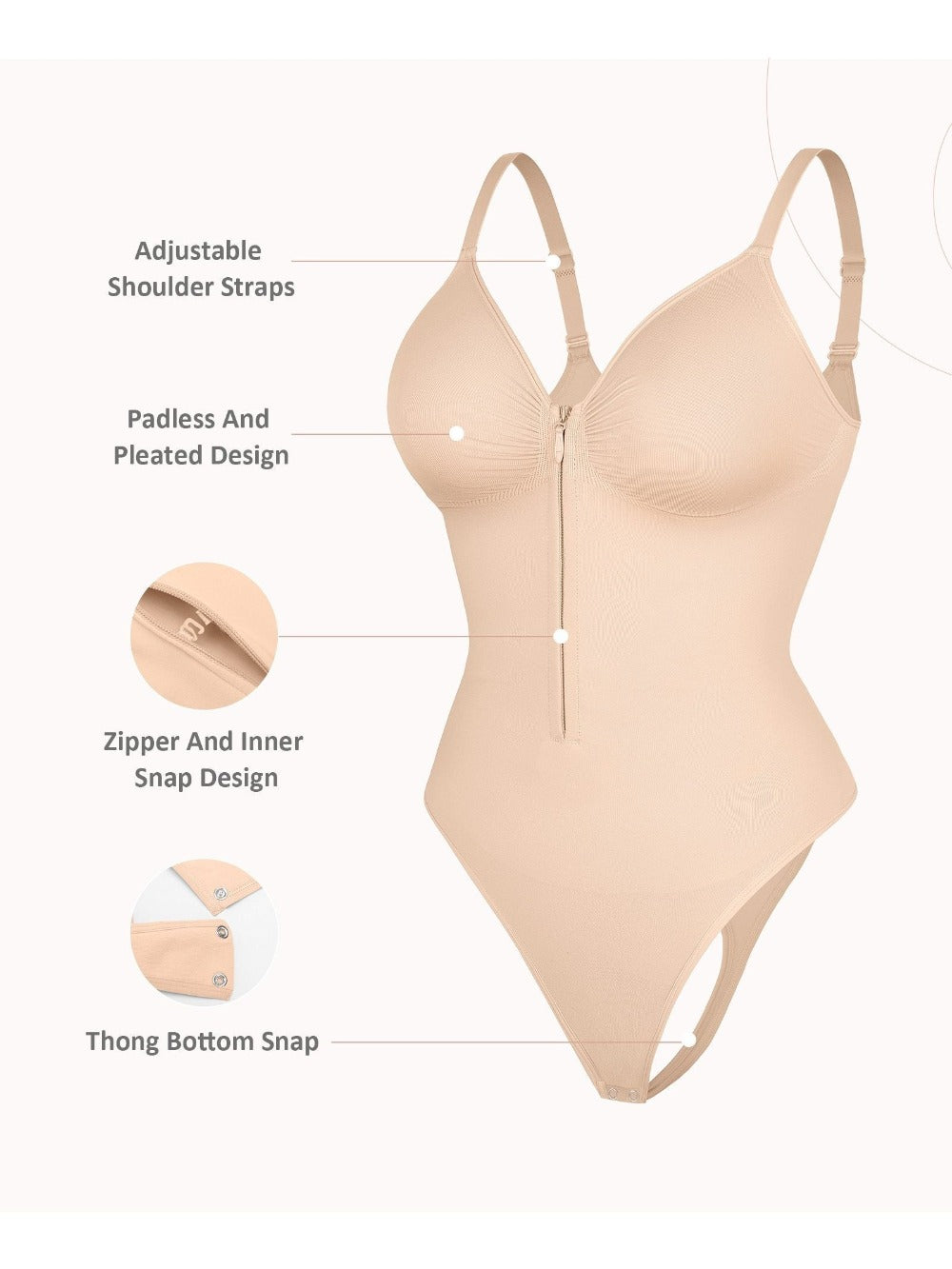 Women's Targeted Control Shapewear Bodysuit - Zip Front Body Smoothing
