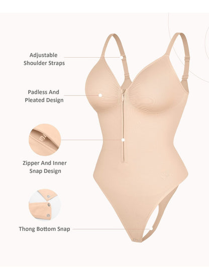 Women's Targeted Control Shapewear Bodysuit - Zip Front Body Smoothing