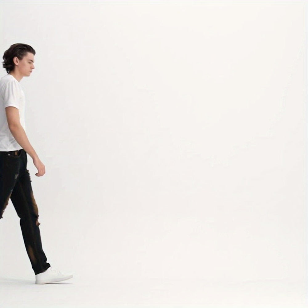 Men's Straight Leg Jeans - Black Denim Clean Finish Travel