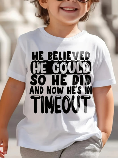 1pc New Summer Boy He Believed He Could So Short Sleeved 100% Cotton T-shirt Comfy Casual Tees For Boys