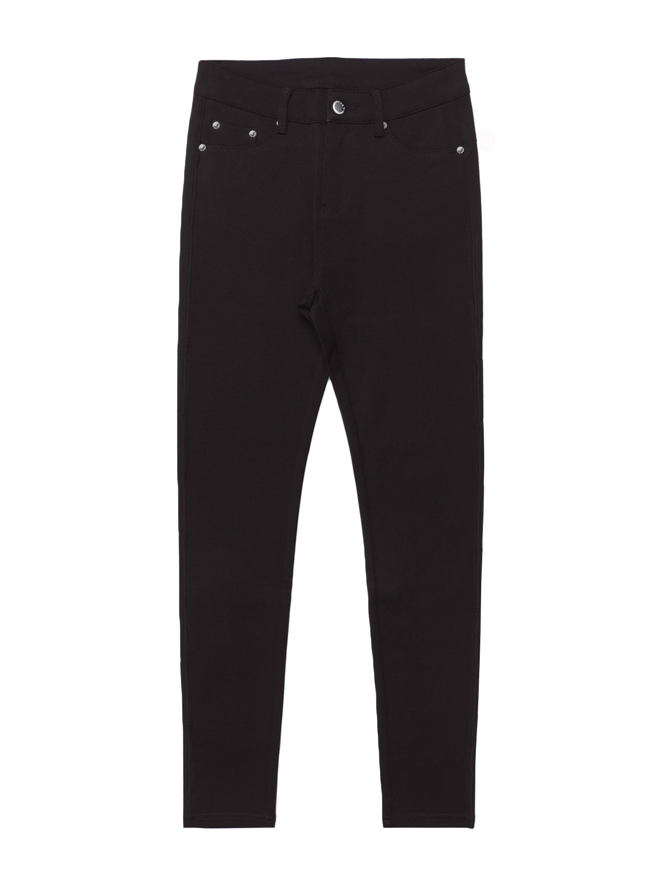 Women's Black High-Waisted Skinny Jeans - Stretchy Fabric, Button Accents, Multiple Pockets, Long Length, Casual Street Style, Allseason Pants, Casual Wear|Stylish Highwaist Jeans|Stretchy Fabric