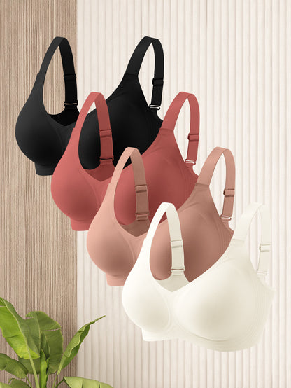 Elegant Solid Color Wireless-Free Push-Up Bra - Medium Support, Comfortable & Lifted Design for a Lifted Appearance, Non-Removable Pads, Seamless Full Cup Coverage, All-Day Wear, Women's Lingerie, Sleek Push-Up Bra, Smooth Fabric