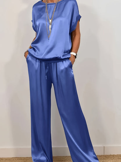 Spring/Summer New Trendy Loose Shirt, Wide Leg Pants, Casual Set
