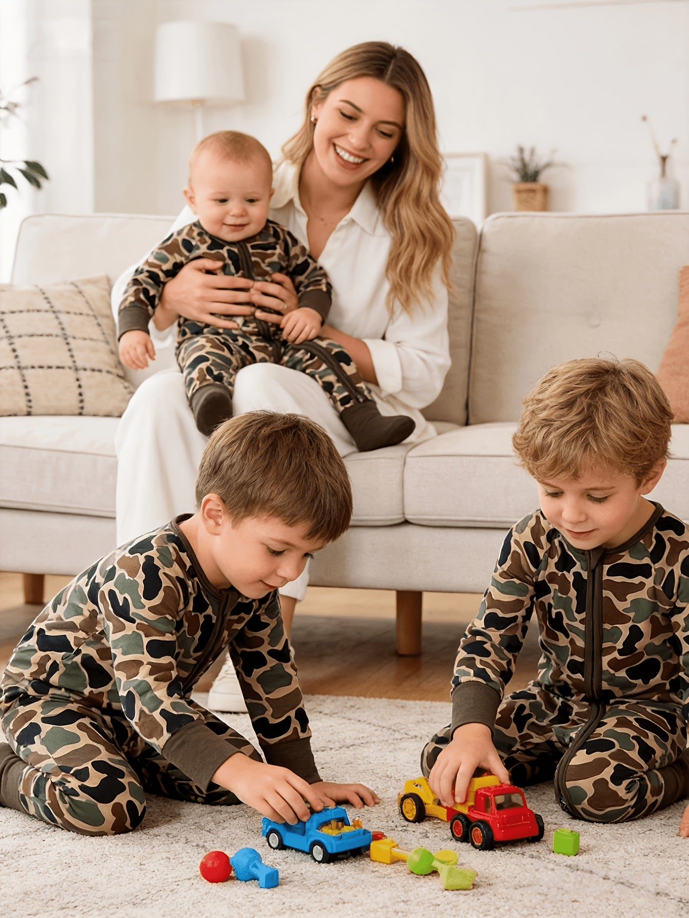 VVCAREKIDS Unisex Bamboo Fiber Camo Jumpsuit - Aseptic, Camo Print, Full-Body Zip-Up Coveralls, Casual Style, Machine Washable, All-Season Comfort, Regular Fit, Hand & Foot Design, High-Quality Printing, Perfect For Outdoor