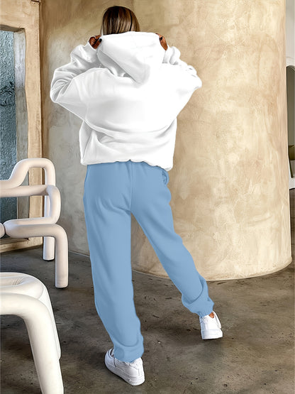 Summer Women'S Sports Hoodie Set, Women'S Premium Hoodie And Sweatpants Set - Fashionable Spring And Summer Two-Piece Set, Youthful And Fashionable