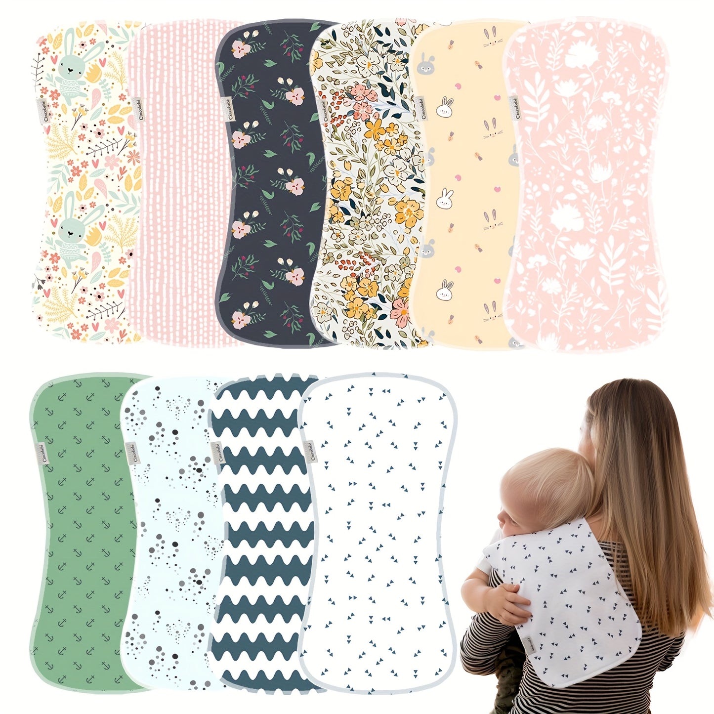 Soft And Breathable Newborn Burp Towel - Absorbent And Breathable, Cute Cartoon Unisex Design, Suitable For Newborn Boys And Girls, Holiday Gift 5 Packs