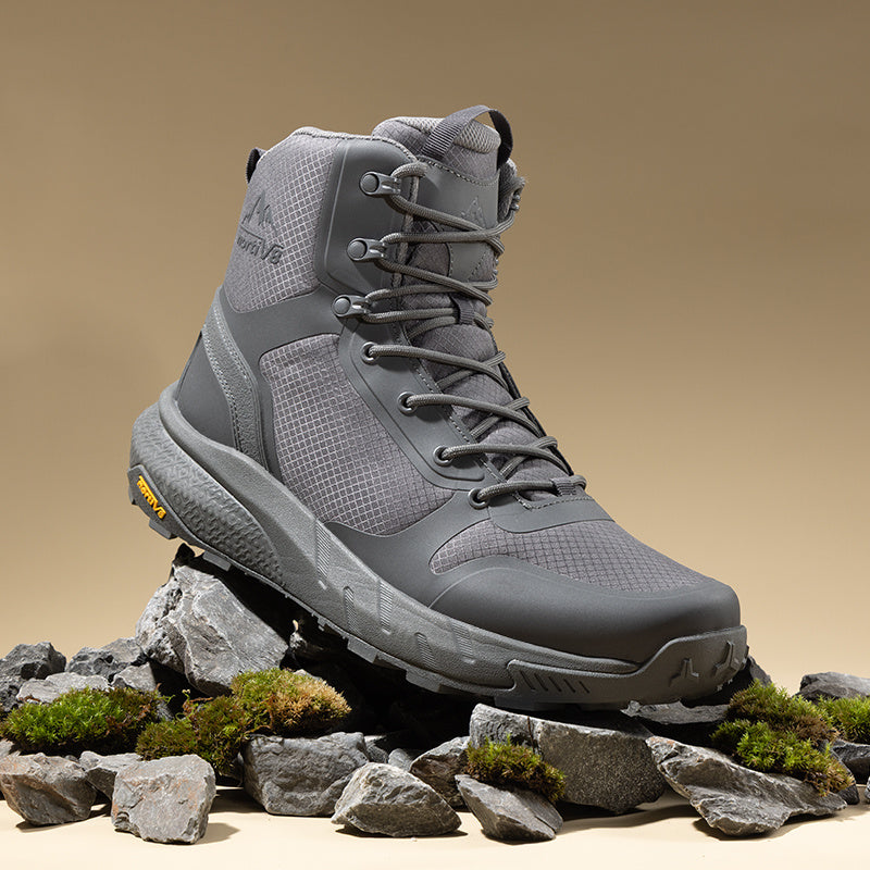 Men's Tactical Boot Lightweight Comfortable Boots for Work All Day Side Zipper Motorcycle Combat Hiking Boots 8 Inches