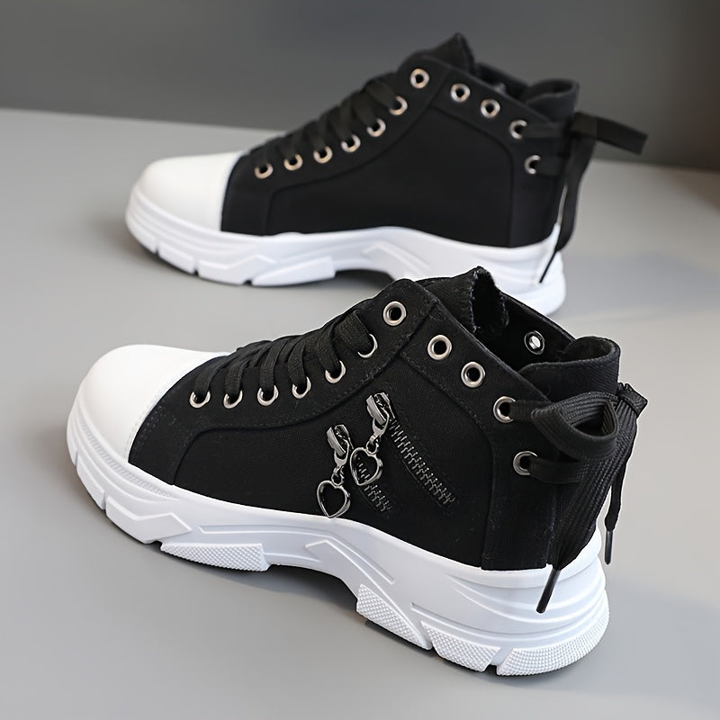 Sneakers, New High-top Shoes for Women 2025 Spring And Autumn Breathable Outdoor Leisure Thick Sole Heightened Zipper Versatile Sports