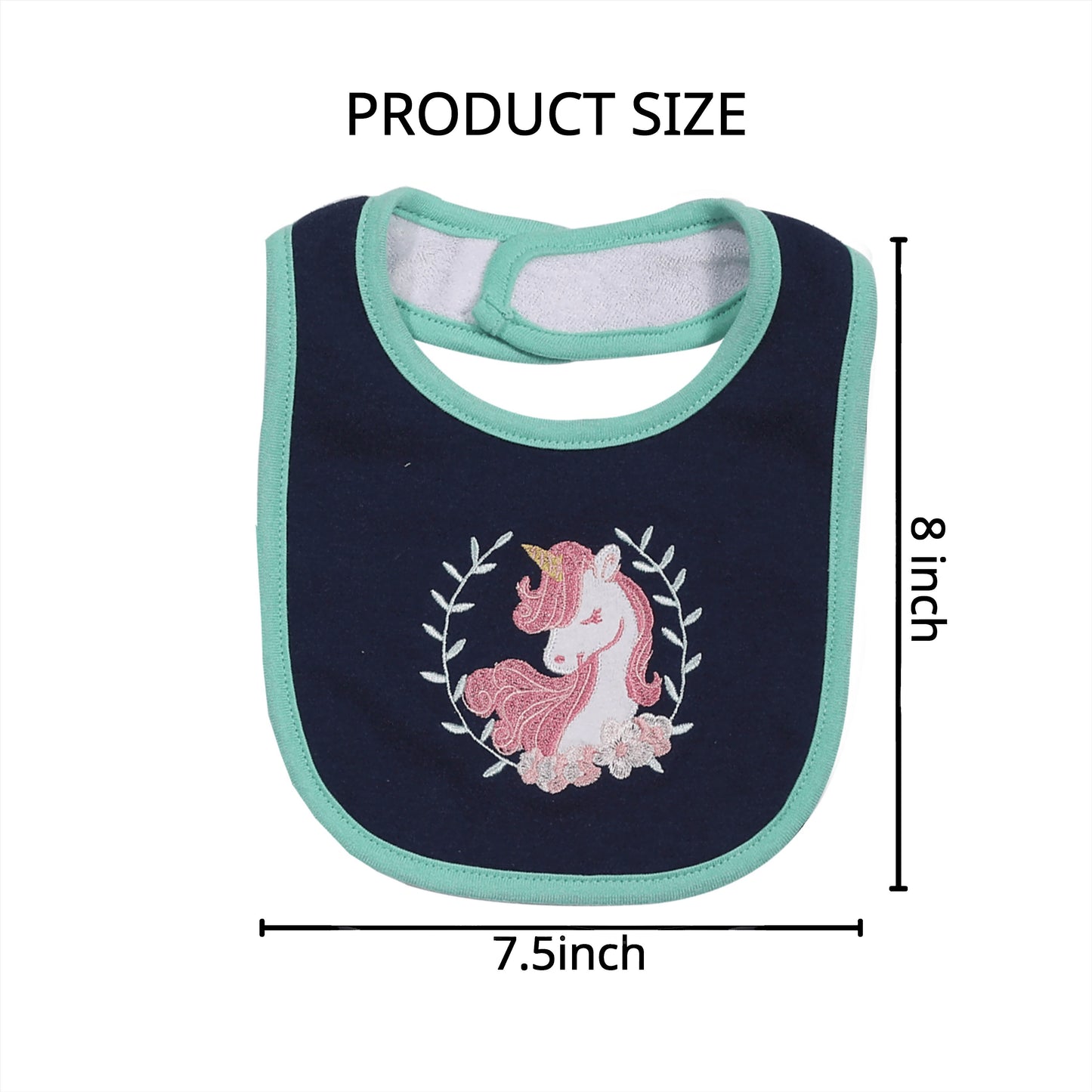 Kapital K 5pcs! Double - Layered Absorbent Cotton 5 - Piece Set with Cartoon Embroidery and Magic - Tape Adjustable Feeding Bibs for 0 - 3 Year - Olds, Boys & Girls