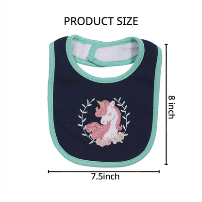 Kapital K 5pcs! Double - Layered Absorbent Cotton 5 - Piece Set with Cartoon Embroidery and Magic - Tape Adjustable Feeding Bibs for 0 - 3 Year - Olds, Boys & Girls