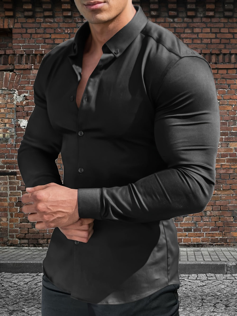 Men's Solid Slim Fit Long Sleeve Dress Shirt - Wrinkle Resistant