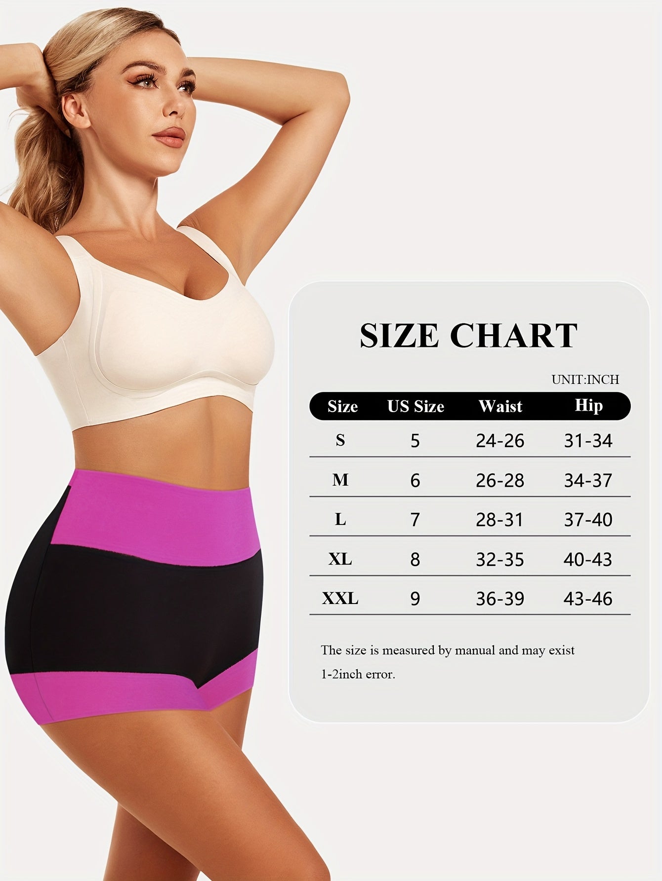 8pcs Women's Boyshorts High Waist Briefs, Boxer Briefs, Soft, Comfortable, Contrast Color, Light Tummy Control