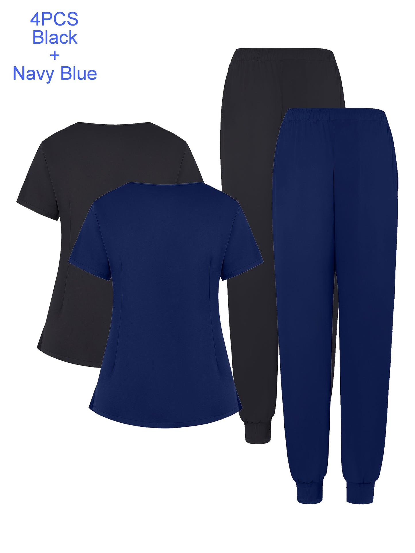 4pcs Set Of Multi-color Women's Round Neck Zipper Matte Breathable Sports Uniform Pocket Hand Washing Work Clothes Brush Hand Clothes Tying Feet Pants Set