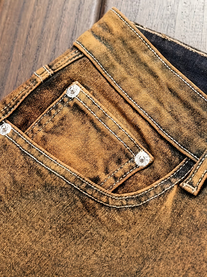 American-style Fashion Multi-process Washed Cat Mustache Men's Denim Trousers, Casual Stretch Jeans, Retro Anti-aging Gradient Washed Denim Work Pants, Multi-pocket Work Pants, Durable Denim Fabric, Casual Wear Denim Trousers