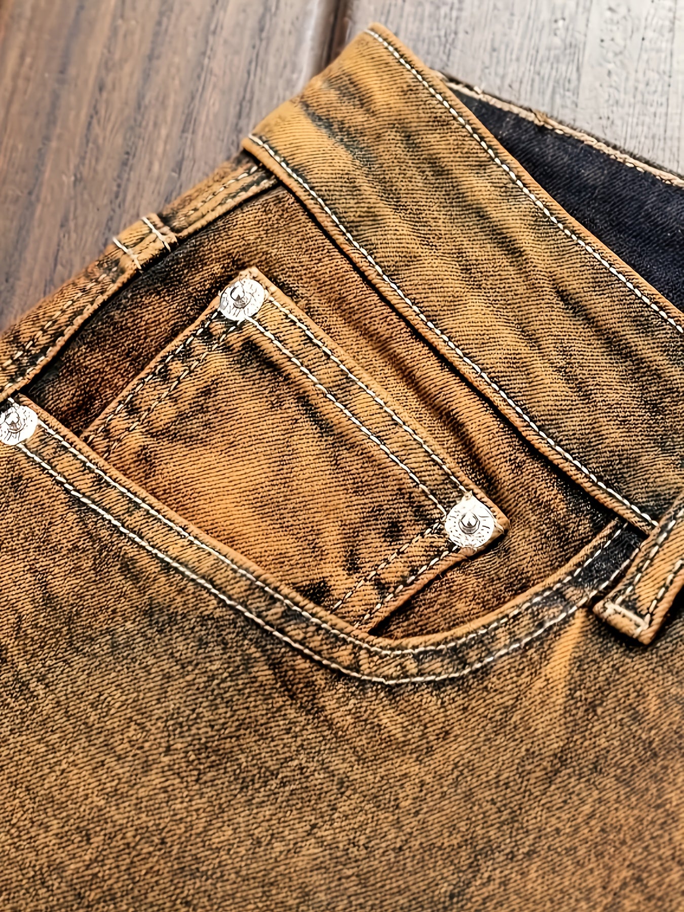 American-style Fashion Multi-process Washed Cat Mustache Men's Denim Trousers, Casual Stretch Jeans, Retro Anti-aging Gradient Washed Denim Work Pants, Multi-pocket Work Pants, Durable Denim Fabric, Casual Wear Denim Trousers