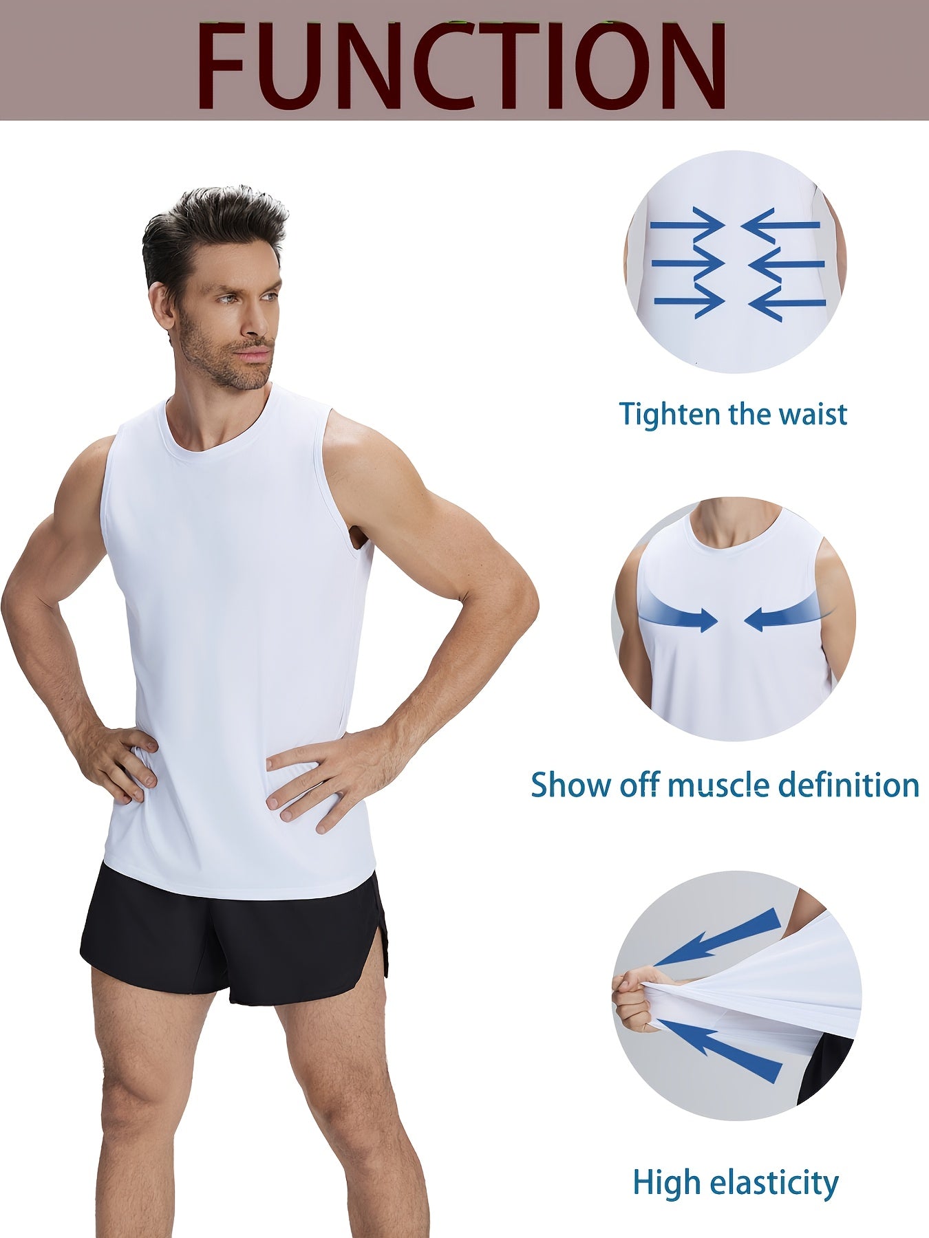 5pcs Men's Quick-Dry Sleeveless Athletic Vests - Breathable Moisture-Wicking Shirts, Solid Color Round Neck Gym Wear Suitable for Sports, Fitness, Outdoor Activities, Spring & Summer, Machine Washable Sleeveless