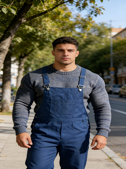 Plus-size Men's Loose-fitting Overalls, Suitable for Plus-size Men. Adjustable Straps, Durable Black Fabric, Suitable for Work And Outdoor Wear., PLUS SIZE