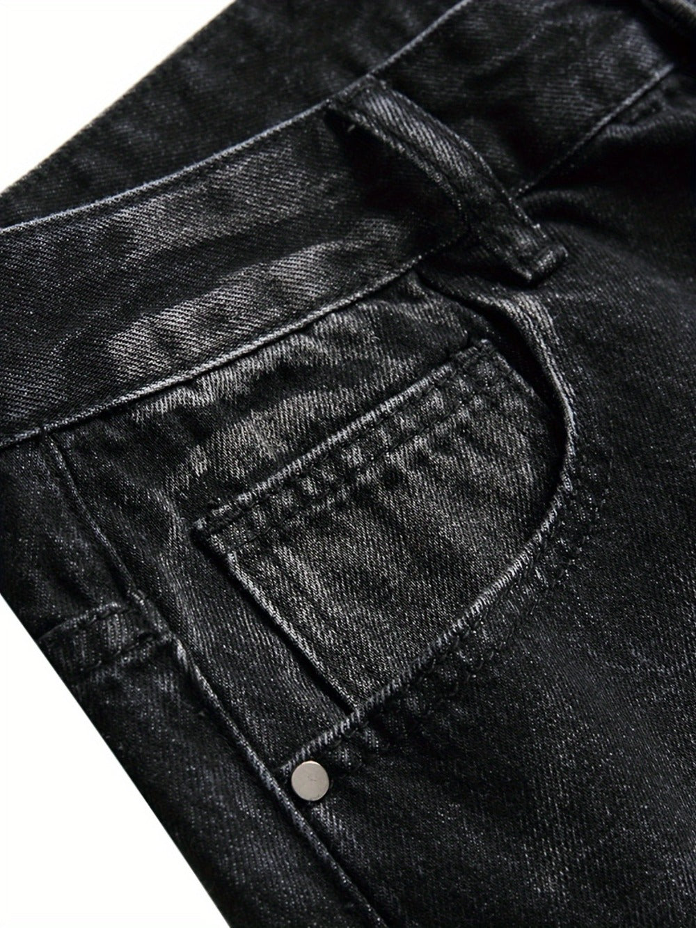 Men's Slim Fit Jeans - Classic Wash Distressed Streetwear 049509