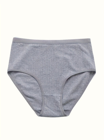 8pcs Of Oversized High Waisted Women's Underwear, 95% 5% Stretch, Breathable, Abdominal Control, Solid Color, Fabric Underwear