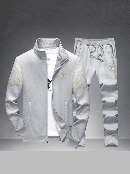 Spring And Autumn Style Men'S Zipper Open Cardigan Sports Suit