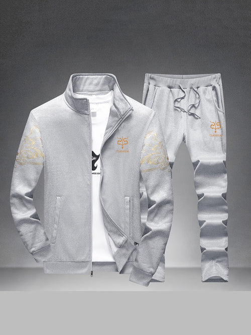 Spring And Autumn Style Men'S Zipper Open Cardigan Sports Suit