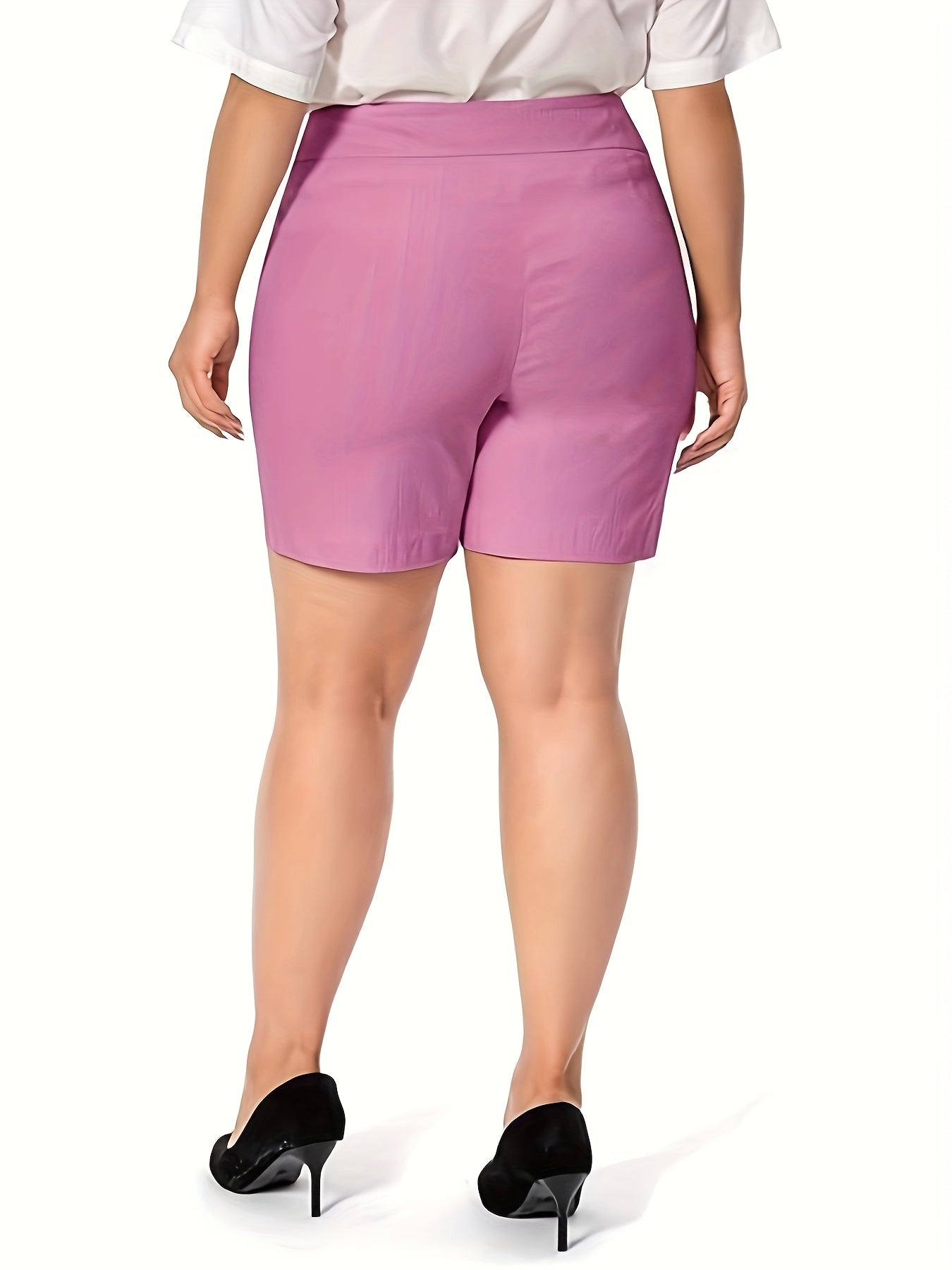 Work Causal Tulip Hem Pull-On Dress Career Shorts with Two Front Pockets