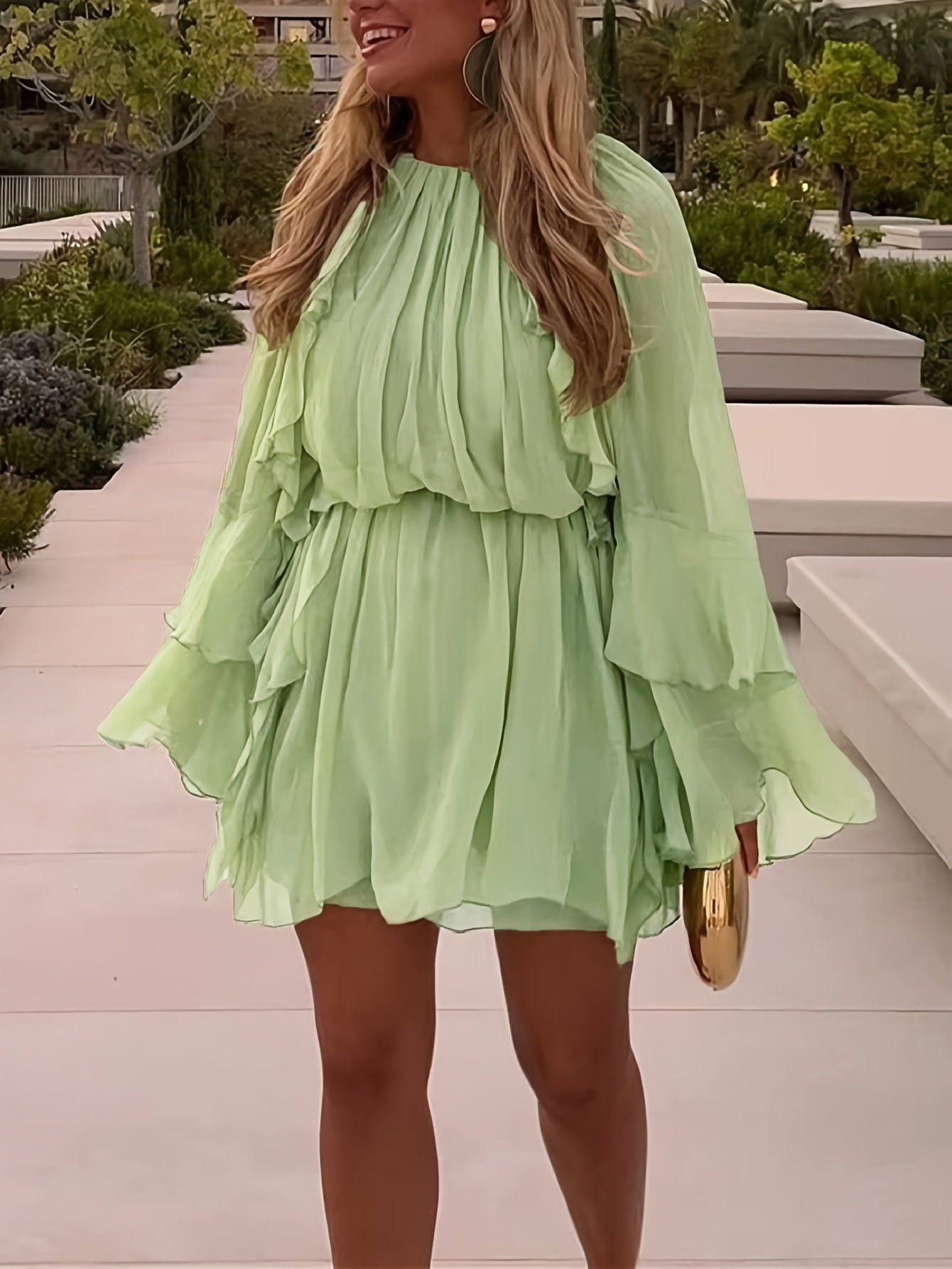 Chic Elegant Women'S Chiffon Layered Ruffle Loose Dress | Spring Summer Casual Vacation