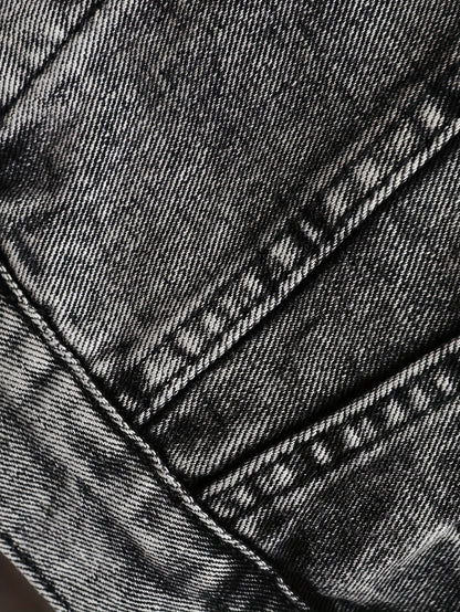 Men's Casual Thick Denim Jacket | Non-Stretch Fabric, Single Breasted, Regular Fit, Long Sleeve, Button Closure, Solid Color with Pockets