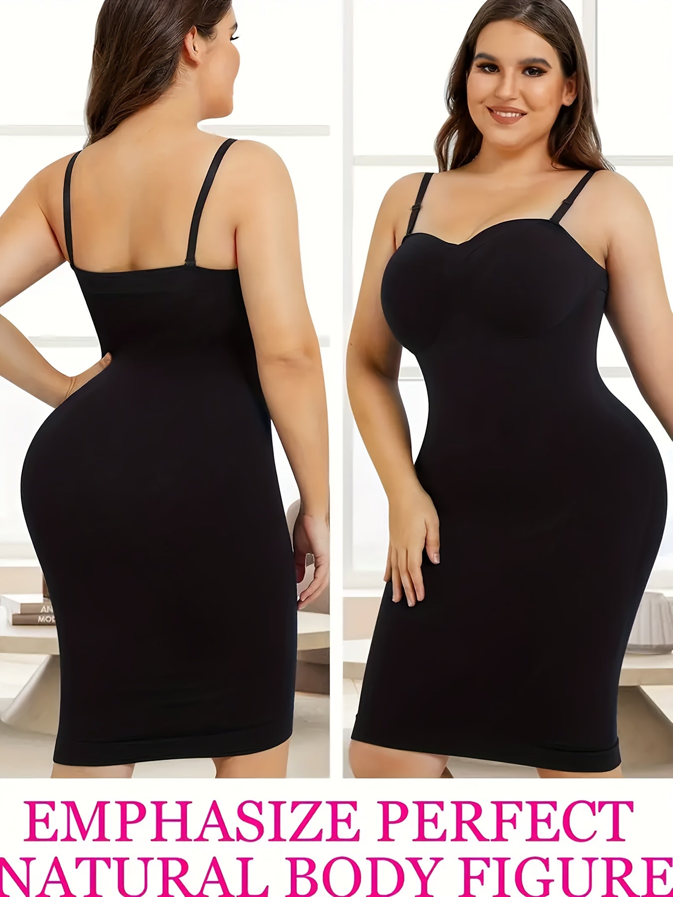 2pcs Women'S Shapewear Petticoat, Removable Shoulder StrapsSeamless Elastic Fabric With Non-slip Strips, Hip Lift, Tummy Tuck And Waist Shape, Women'S Petticoats, Women'S Shapewear Underwear