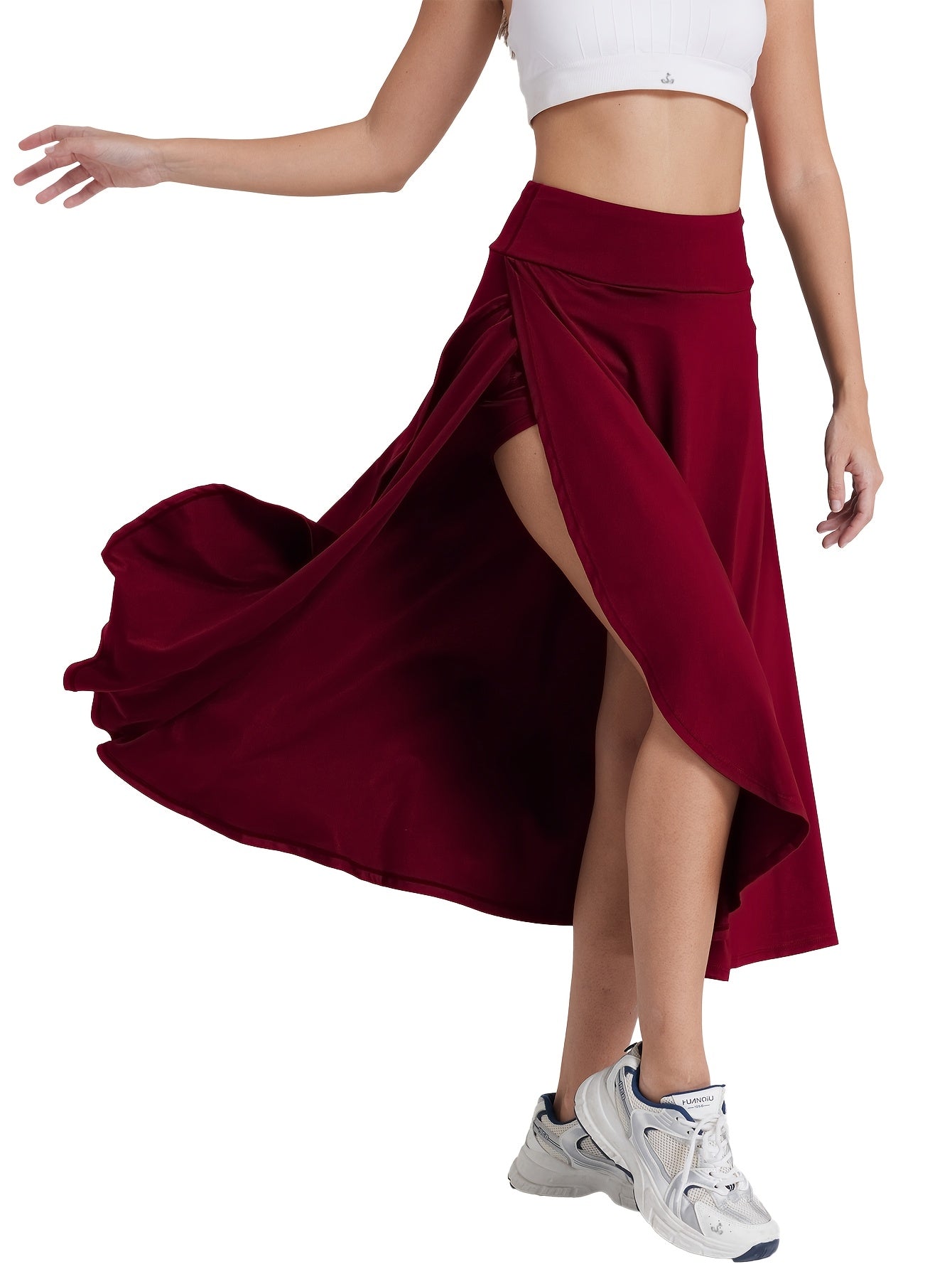Women's Burgundy Polyester High-Waist Shorts - product view 18