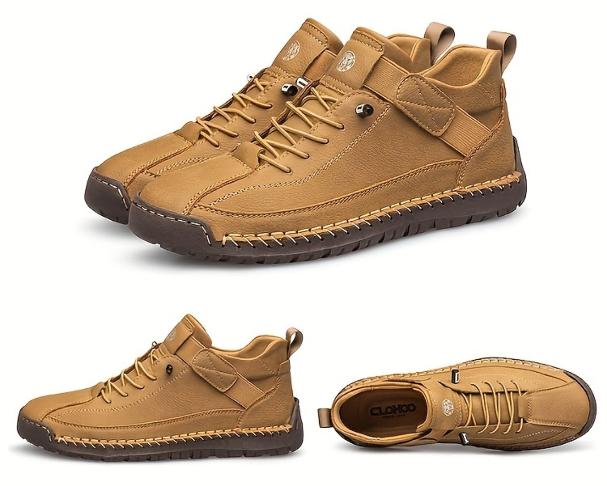 Men's High-Top Casual Ankle Boots - Elastic Closure and Rubber Sole